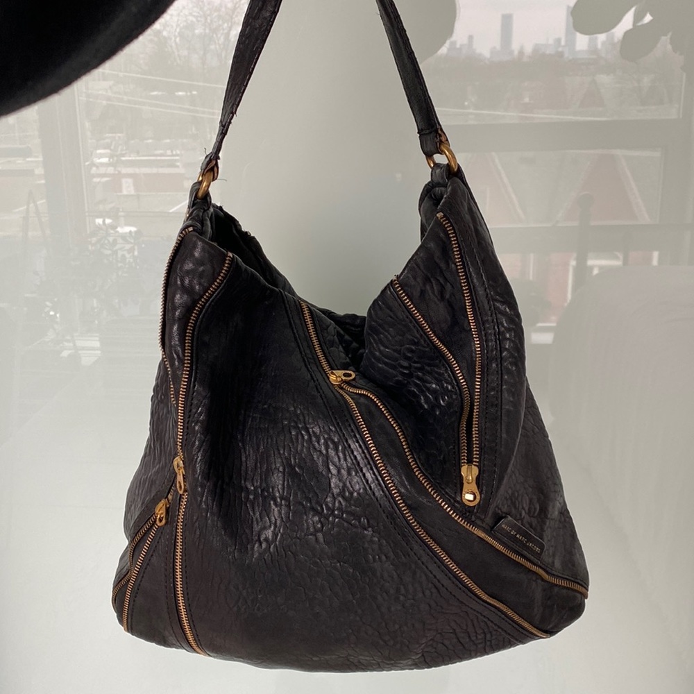 Marc By Marc Jacobs leather, crocodile effect hobo bag with gold hardware